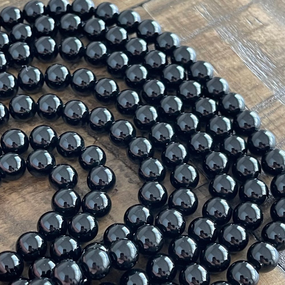 Natural Black Onyx Bead Strand -4mm 6mm 8mm 10mm